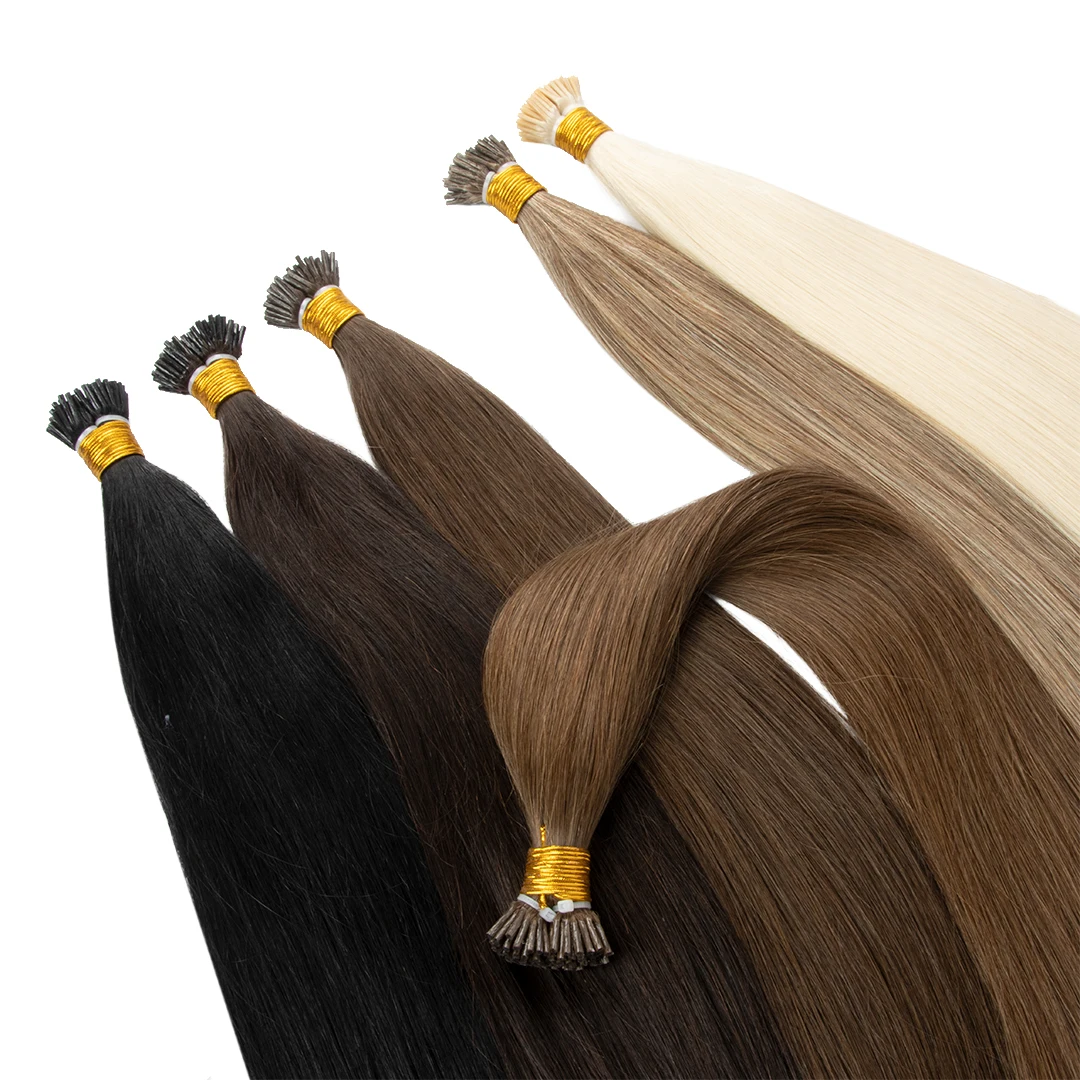 Hot Selling Bone Straight Donor Human Hair Extension i Tip Hair Indian Cuticle Aligned Virgin Hair Micro Link i tips