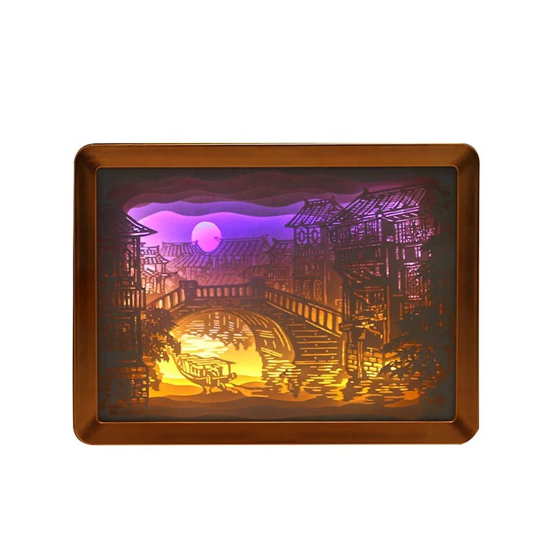 
Home Decorative Historic Building Style Paper Cut Sculpture Art Crafts Picture Frame For Tourist Souvenirs 