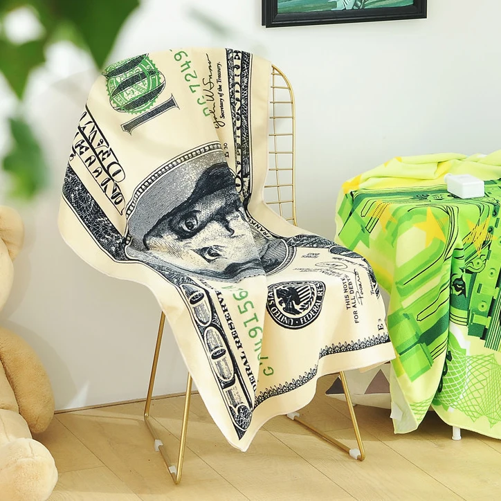 customized water absorbent quick dry dollars print microfiber beach towel