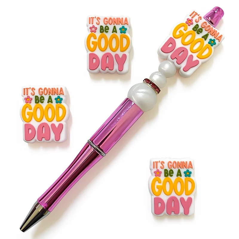 Factory new arrival jewelry making accessories English letter Good Day silicone beads for pen making