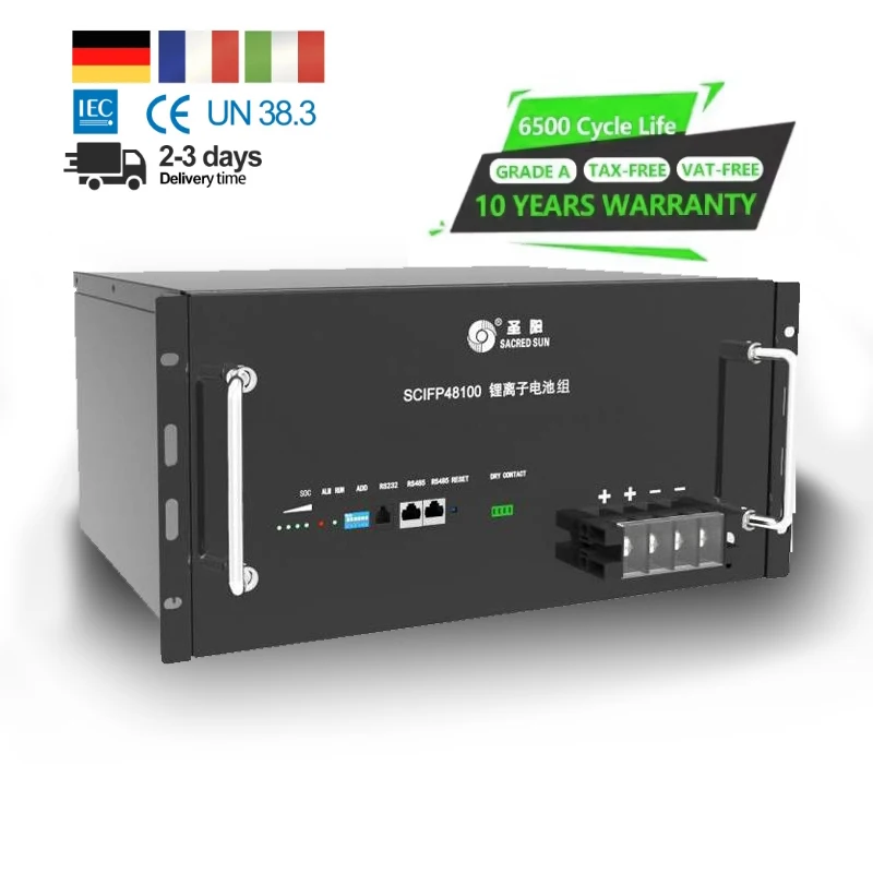 Sacred Sun Lithium-ion Battery Rack Installation Lifepo4 Battery Pack 48V 50AH 100AH 150AH 200AH For UPS 5G Telecommunications