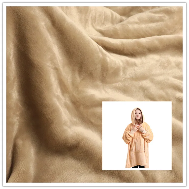 Khaki Flannel Bonded Beige Sherpa Stock Fleece Fabric Medium Thickness Blanket