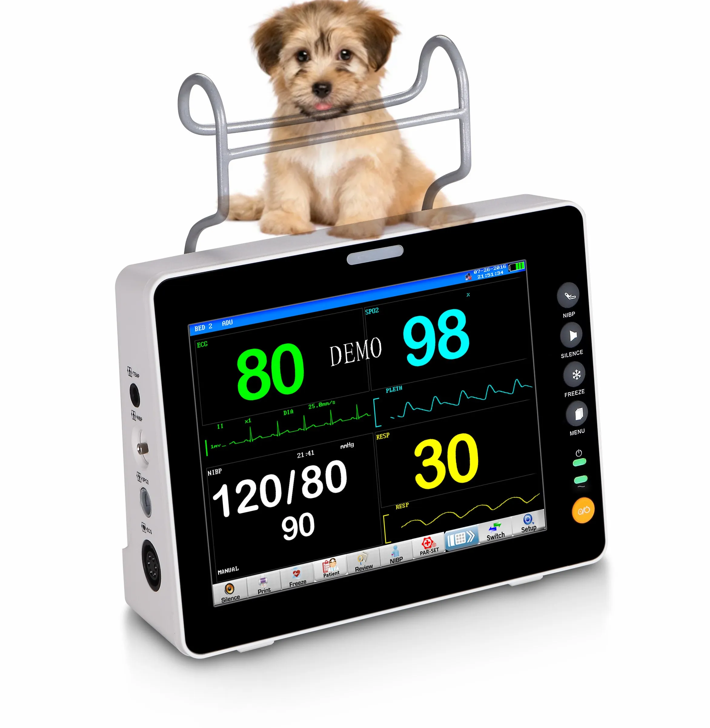 RSD6000V ветеринарная клиника для домашних животных, Ветеринарный монитор жизненно важных функций, мультипараметро, Ветеринарный монитор Etco2, Ветеринарный монитор