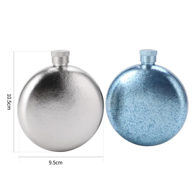 Customized 5oz Titanium Round Portable Pocket Alcohol Whiskey Liquor Bottle Wine Bottle Pot Flagon Hip Flasks