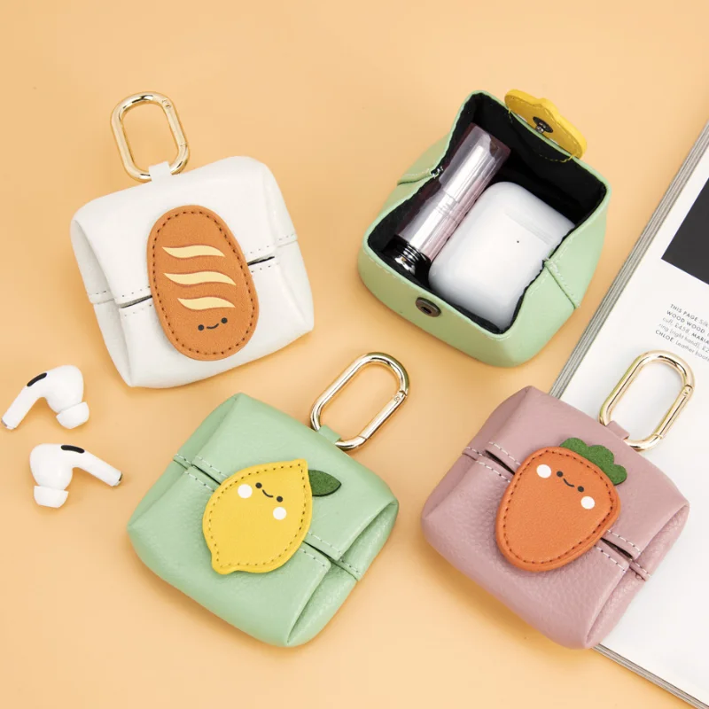 Nice Small Wallet Pouch, Faux Leather Bluetooth Earphone Bag, Mini Lipstick Storage Bag,Coin Purse Pendant with Magnetic Closure