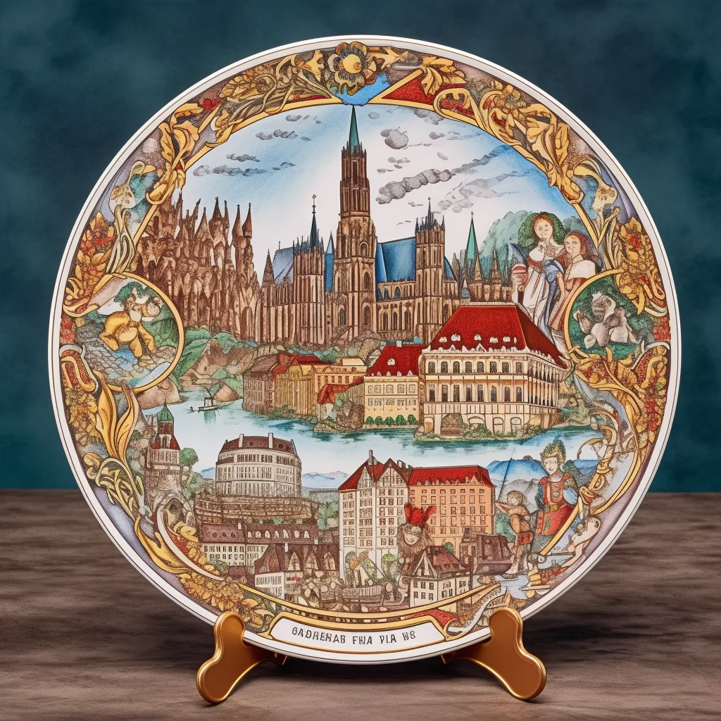 Vienna Austria Souvenir Plate Mozart Statue Decorative Plate for Display Ceramic Wall Hanging Plate Collectible Dish Wall Decor