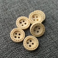 Wooden Buttons Natural Color Round 4-Holes Sewing Scrapbooking DIY Clothes Buttons Sewing Accessories