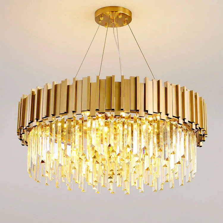  Living room dining kitchen metal lamp modern pendant lighting gold crystal chandelier