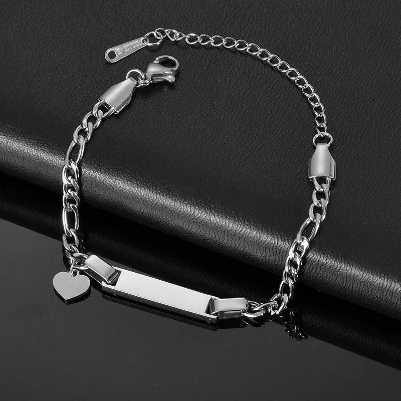 DIY Children Jewelry Custom Name Bar Bracelet 18k Gold Plated Stainless Steel Custom Metal Name Plates Jewelry