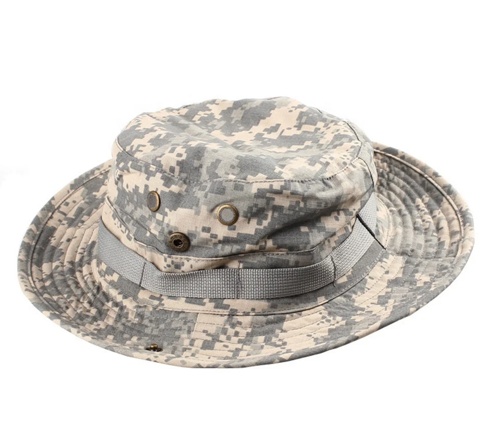 Desert Jungle Camo Tactical Boonie Hat Custom Design Logo String Hunter & Fisherman Hat Tactical Boonie Bucket Hat