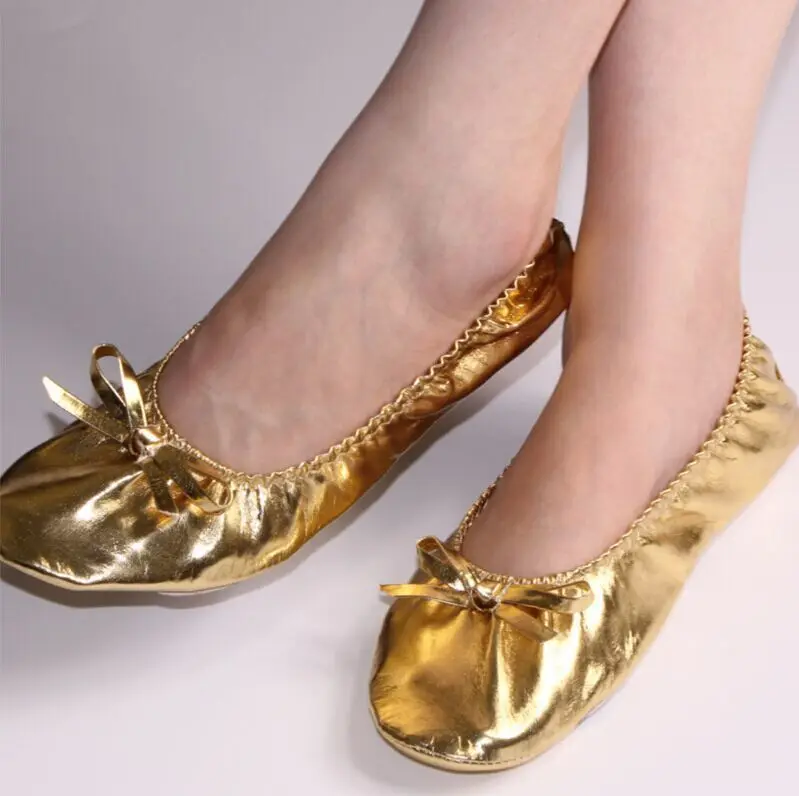 Womens Leather Ballet Belly Slippers Ballroom Dance Shoes with Suede Split-Sole