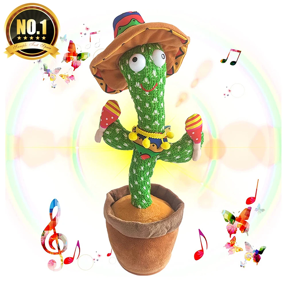 Factory hot selling electric Singing Dancing Saxophone Cactus Toys recording plush toy dancing