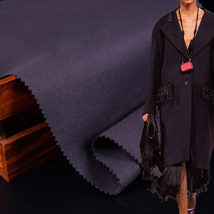 Wholesale price recycle polyester viscose elastane woolen feeling woven fabric for coat