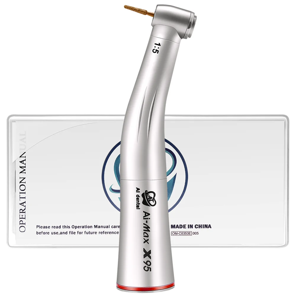 X95 Contra Angle 1:5 Handpiece Red Ring High Speed Internal Water E-type Electric Micomotor FG Burs Odontologica