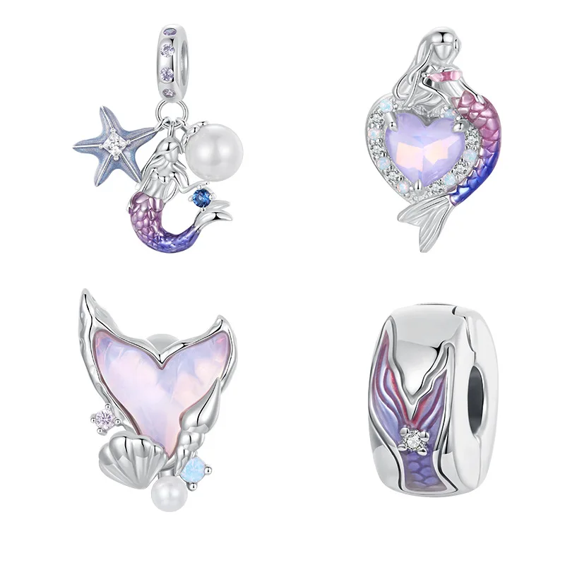 S925 sterling silver DIY necklace bracelet jewelry combination beads ocean mermaid series beaded jewelry pendant