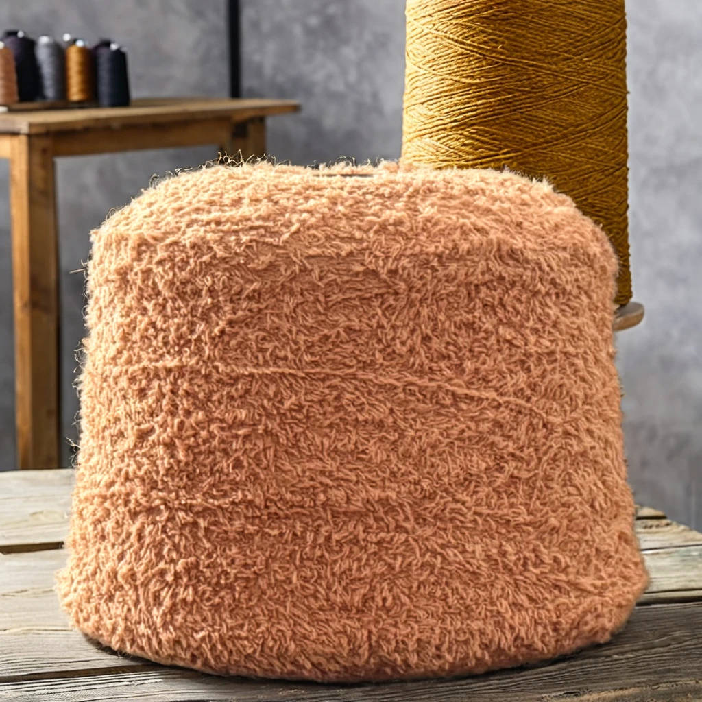 Colored fancy yarn with 8 strands, single-sided semi velvet polyester feather yarn, semi velvet yarn