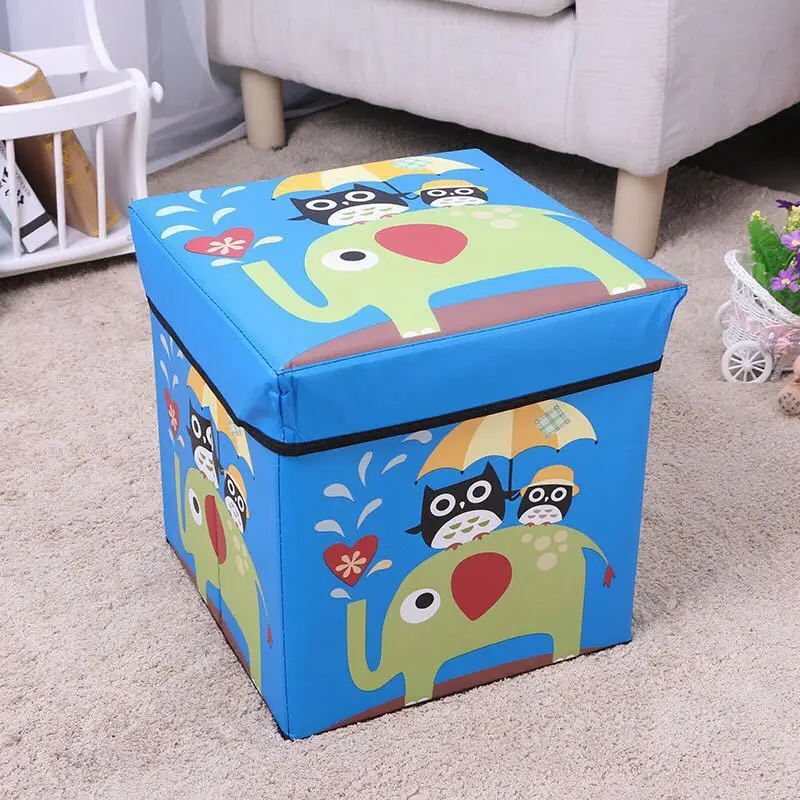 Chinese Factory Provide Storage Stool Multi-purpose Toy Organizer Foldable Home Toy Storage Box Bins