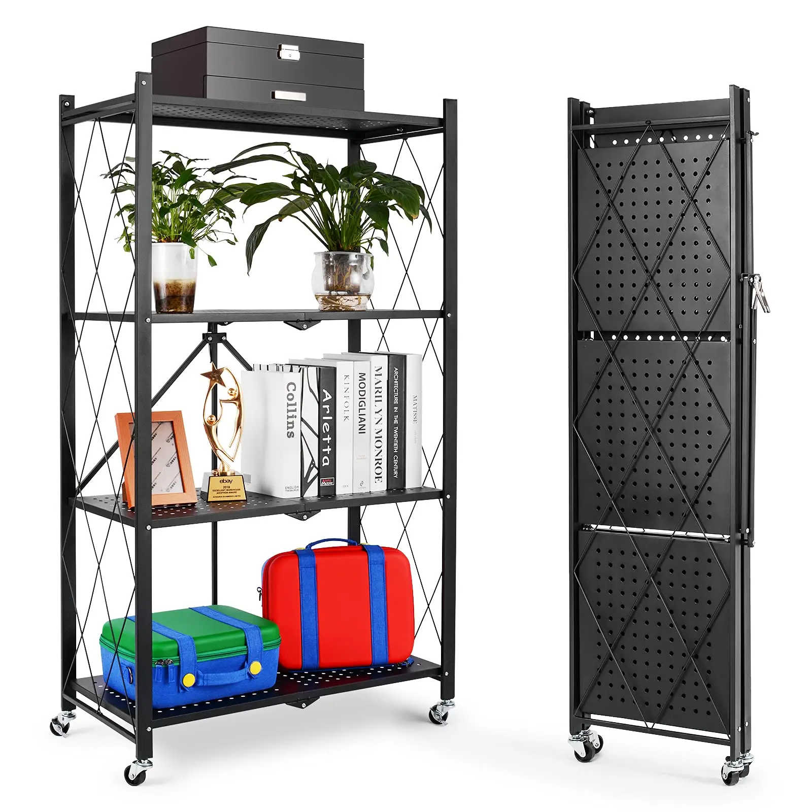 China factory home furniture Kitchen commodity folding shelf metal storage book Racks