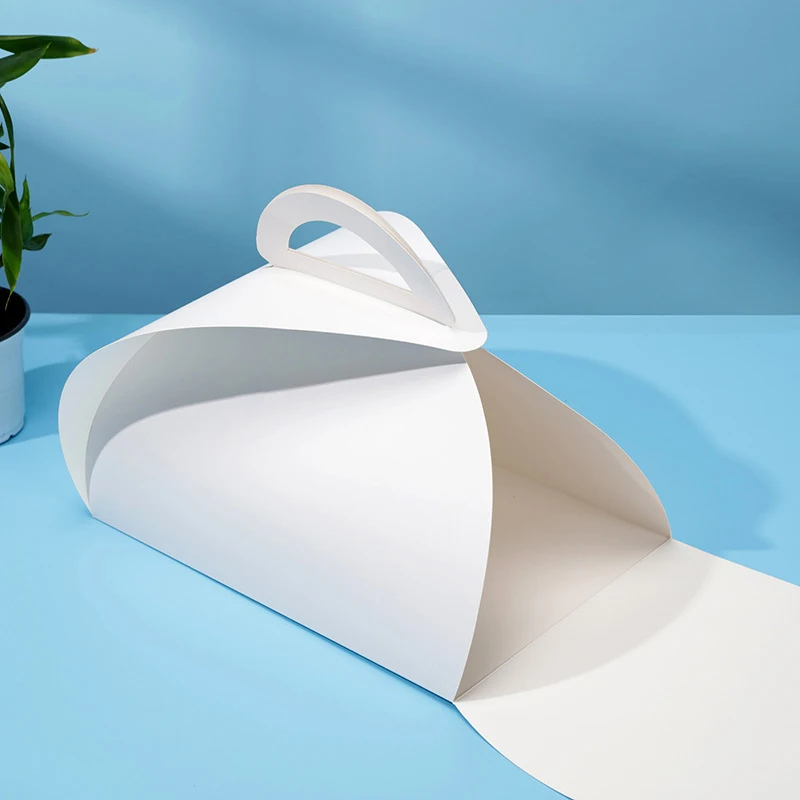 Handheld Chocolate White Card Color Customized Half Round Shaped Packaging Sandwich Macaron Paper Cake Packaging Box