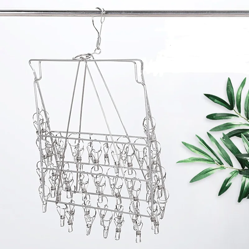 Сушилка для белья, складная вешалка из нержавеющей стали и складные вешалки из нержавеющей стали для носков с 52 Колышками