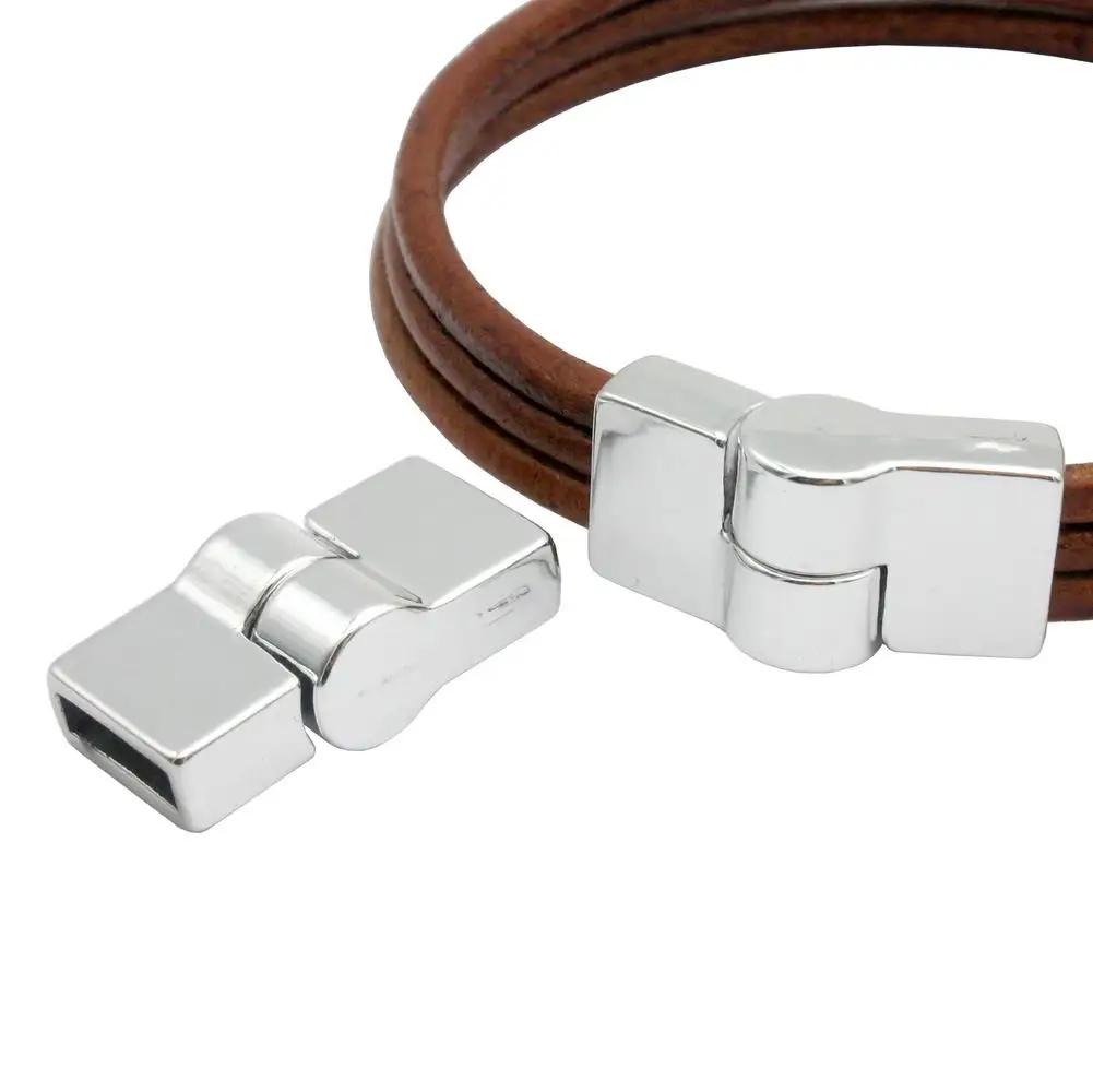 
10x3 мм отверстие магнитные застежки плоский браслет Изготовление Застежки Серебряный 10 мм плоский конец шнура 