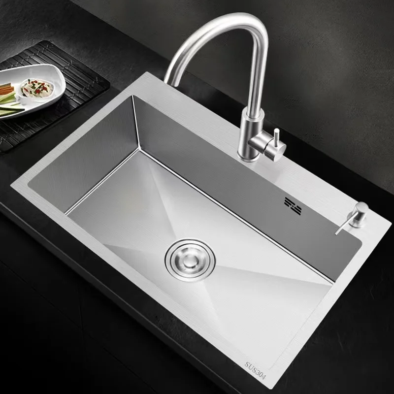 Hot Sale Deep Basin Nano Single Bowl Stainless Steel Brushed Handmade Kitchen Undermount Sink