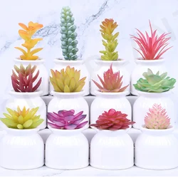 YIWAN Wholesale Bonsai Potted Small mini pot plants artificial succulent bonsai set artificial succulent plant colorful