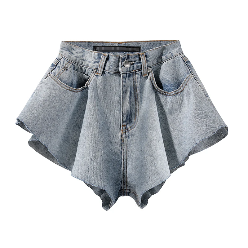 
Streamgirl High Waist Denim Shorts Women Short Femme Wide Leg Elastic Waist Vintage Jeans Shorts Loose Women Summer 