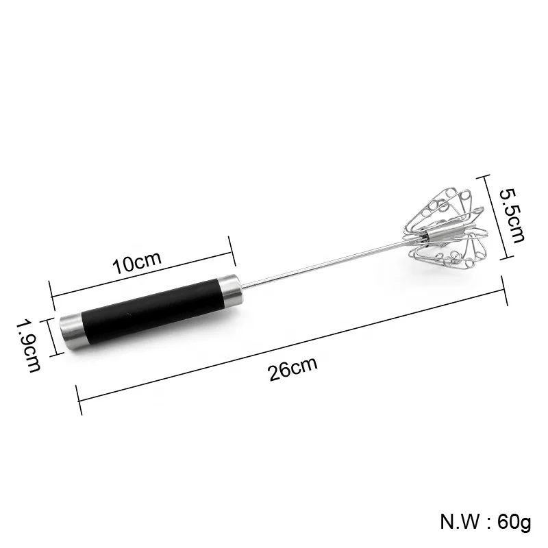 10 inch Hand Push Rotary Stainless Steel Egg Whisk Manual Egg Beater for Blending, Whisking, Beating & Stirring