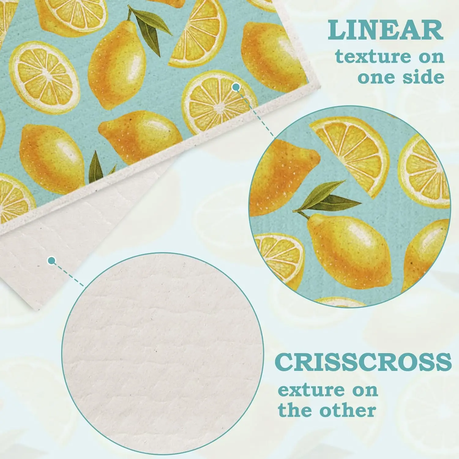 Wholesale Custom Printed Biodegradable Kitchen Cleaning Dishcloth Lemon print Cellulose Sponge Cloth Swedish Dish Cloth