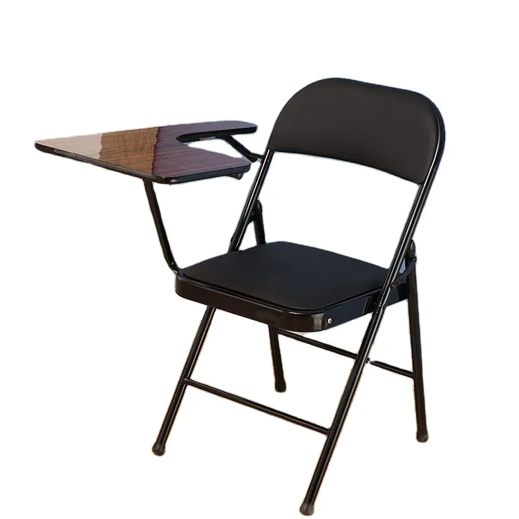 Commercial school furniture student folding study chair with writing pad