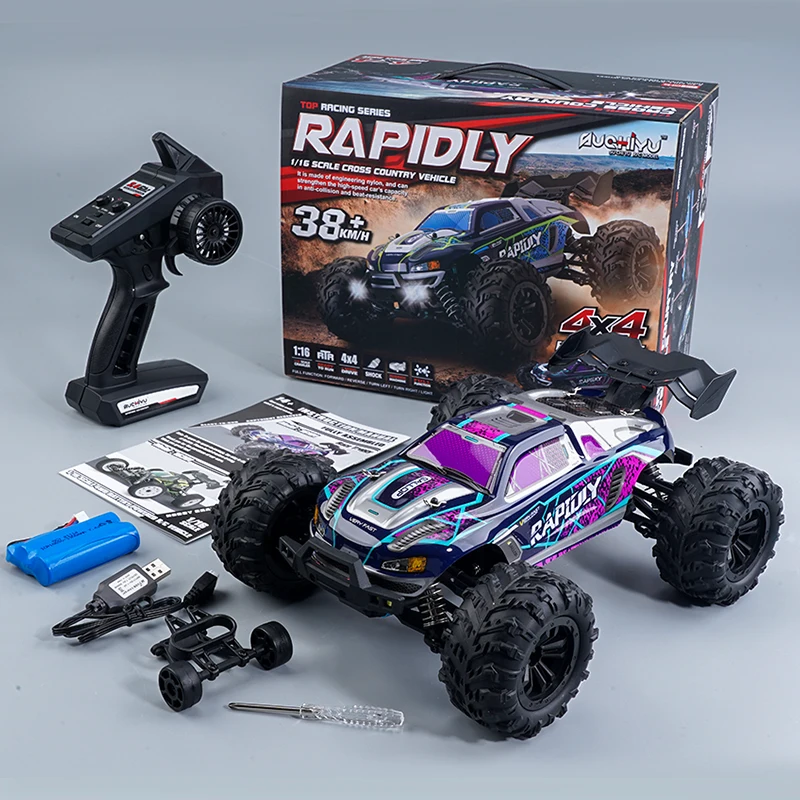 38 KM/H SCY 16101 RC Car 1/16 Scale 4WD 2.4GHZ Off Road Monster Truck Blue/Purple Color High Speed Racing Remote Control Truck