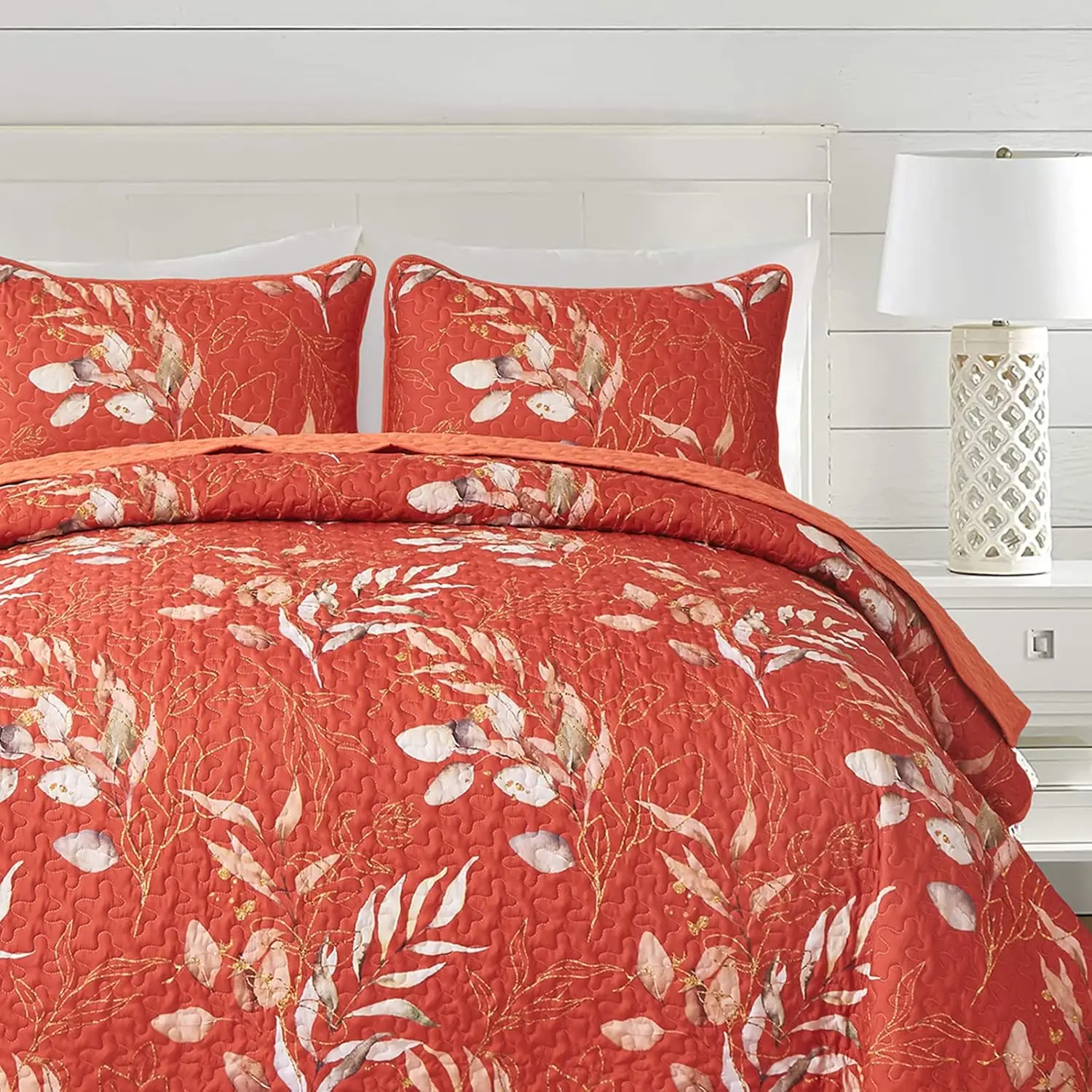 Red color King Size Comforter Set Embossed Solid Color 100% Cotton Quilted Quilt for All Season