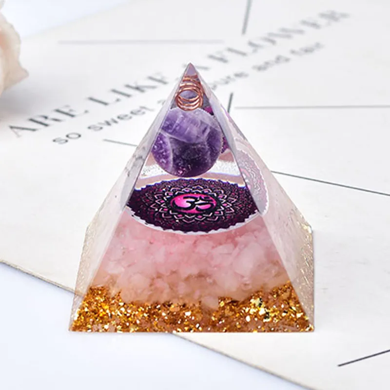 Crystal Red Jasper Gravel Resin Organ Pyramid With Lapis Lazuli Ball Healing Energy Tower For Meditation Ornaments