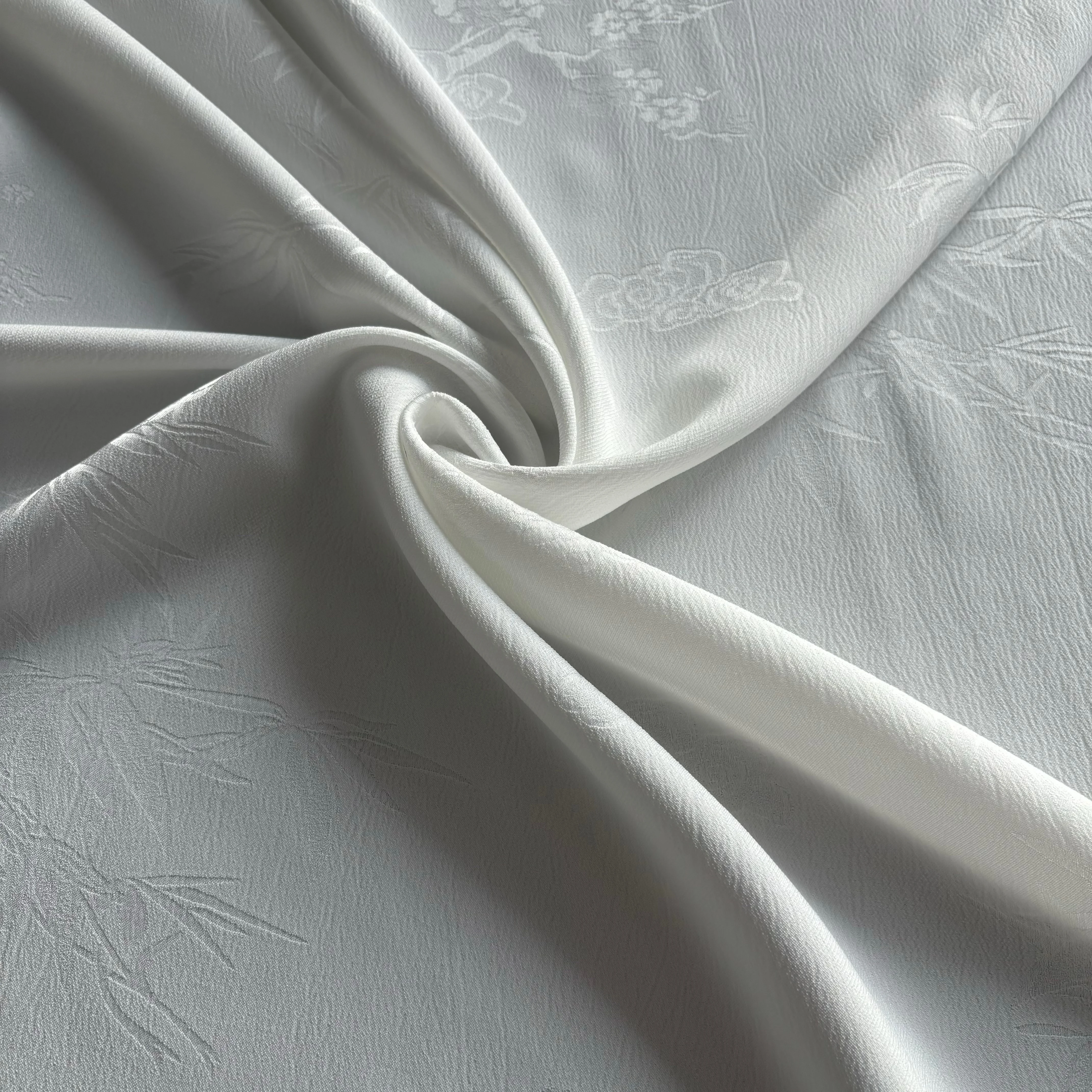 3316 Acetate Like Satin Embossed Jacquard Fabric With Cloud & Bamboo Embossing Pattern For Cheongsam Dresses