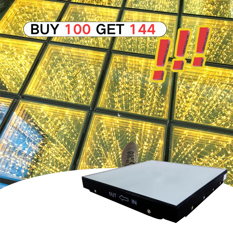 factory price 3D interactive mirror dance floor  Mirror Stage Floors Golden Infinity DIY Portable Dance Floor