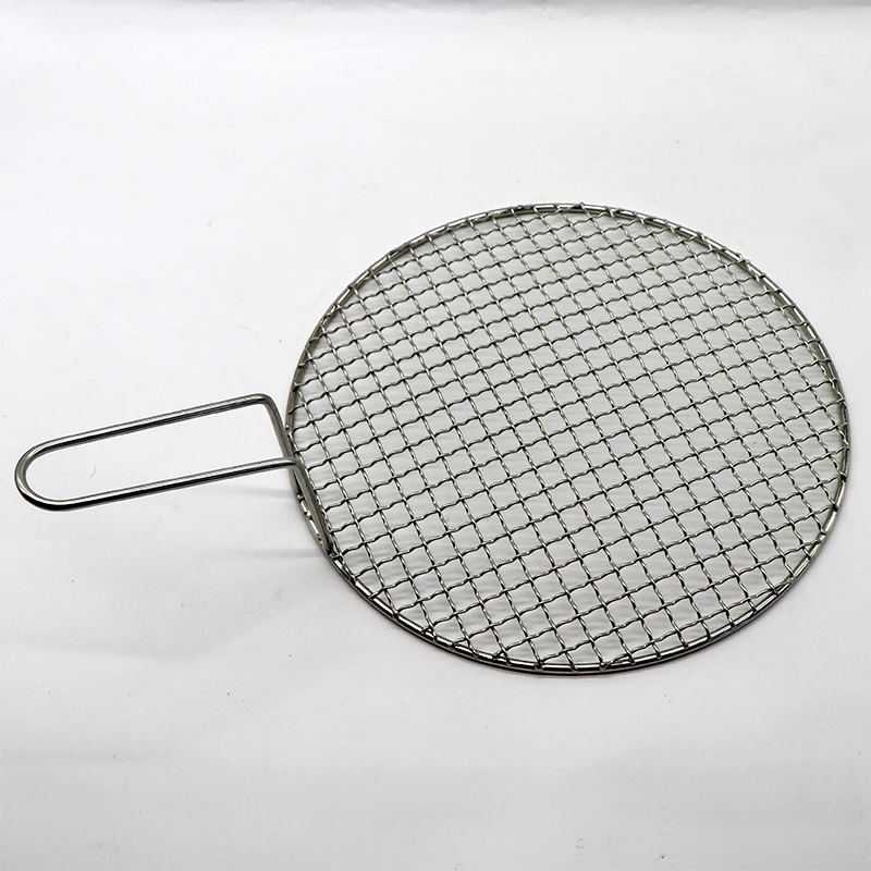 Stainless steel welded barbecue grill with handle, barbecue mesh, Korean style barbecue circular stainless steel 304
