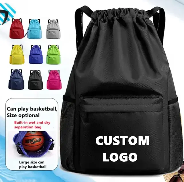 Custom Wholesale Waterproof Large Capacity Beach Swimming Backpack Bag Fitness Sports Drawstring Backpacks for Unisex