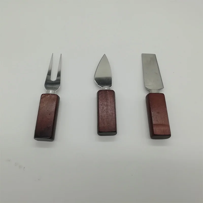 Natural Acacia Wood Chopping Board For Cheese Cutting With knife and fork