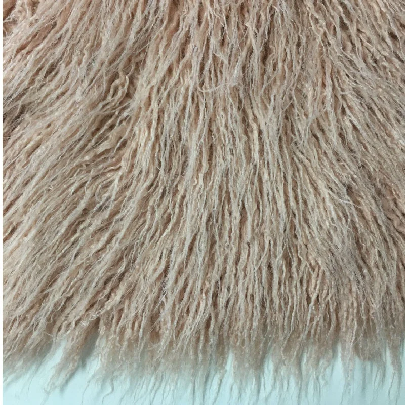 high quality long pile 80mm fake faux artificial curly mongolian lamb fur fabric