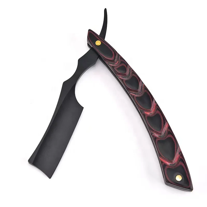 custom logo Wood Handle Light Weight  Stainless Steel Blade Barber Straight Edge Razor Folding Manual Knife Beard Wood Shaver