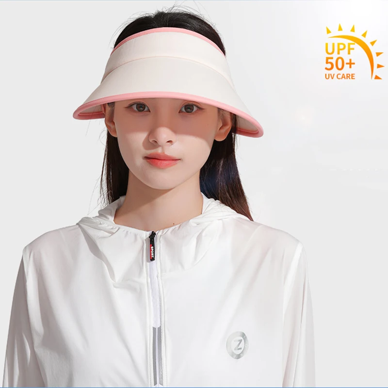 Fashion Sun Hats for Summer Women Cycling Large Brim Visor Covering Full Face Headband Sunhat Empty Top Caps with Sun Protection