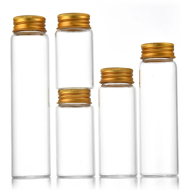 IBELONG Wholesale Clear 37mm diameter 20ml 30ml 50ml 60ml 150ml Glass Tube Bottle Glass Storage Bottle With Screw Cap