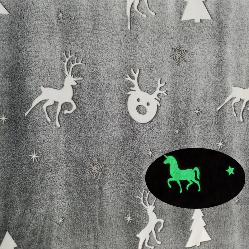 Светящееся блестящее Фланелевое детское одеяло, мягкая фланелевая флисовая ткань, светящаяся ночью