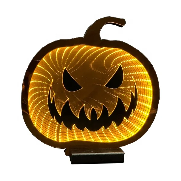 20CM Infinity Lights LED Mirrors Halloween Decor Pumpkin Shape with Battery Box and USB Power Supply Haunted House prop