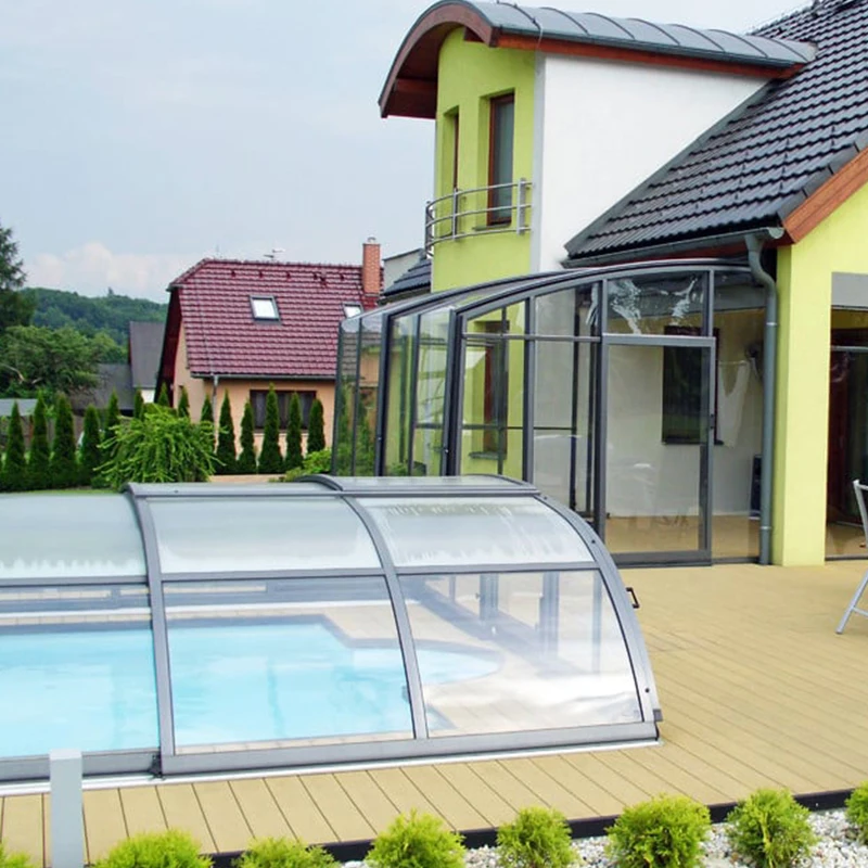 Factory Customized Curved Sun Room Custom American Style Glass House Aluminium Modern Glass House
