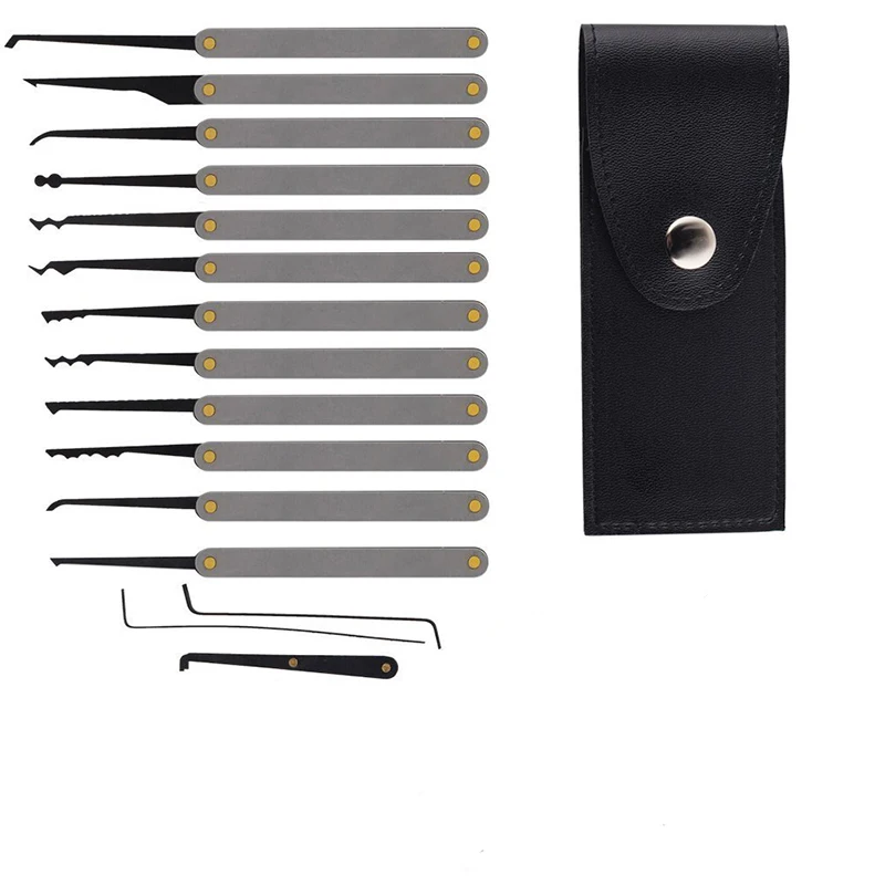 12 pcs Steel Locksmith Lock Picking Set Locksmith Tools with 1 Practice Padlock Unlocking Lock Pick Set