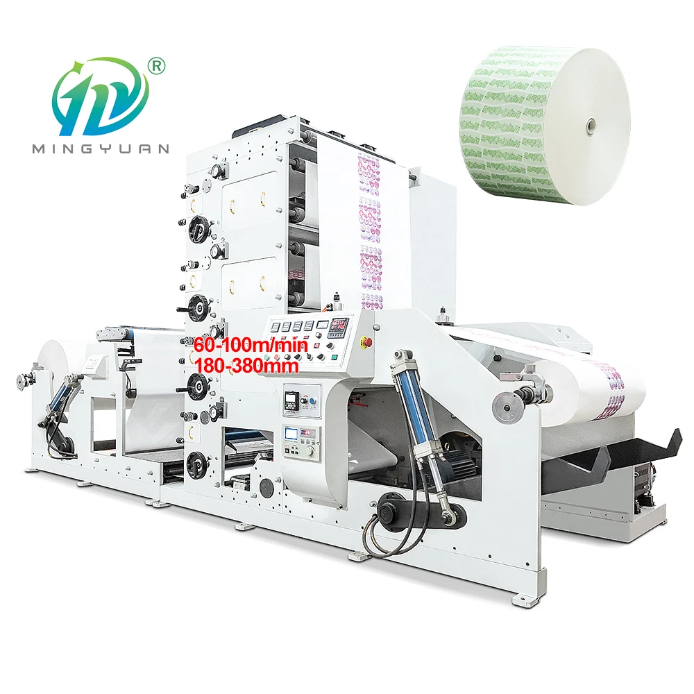 Automatic 4 colors flexo card / label / paper flexographic printing machine paper cup punching machine