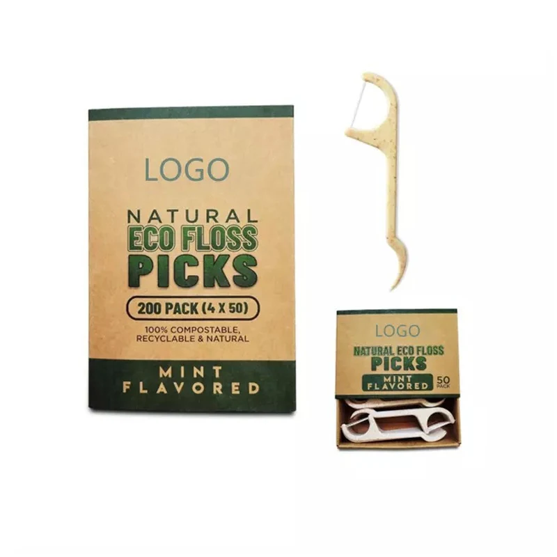 Biodegradable corn starch toothpick eco friendly dental floss nylon thread dental floss picks