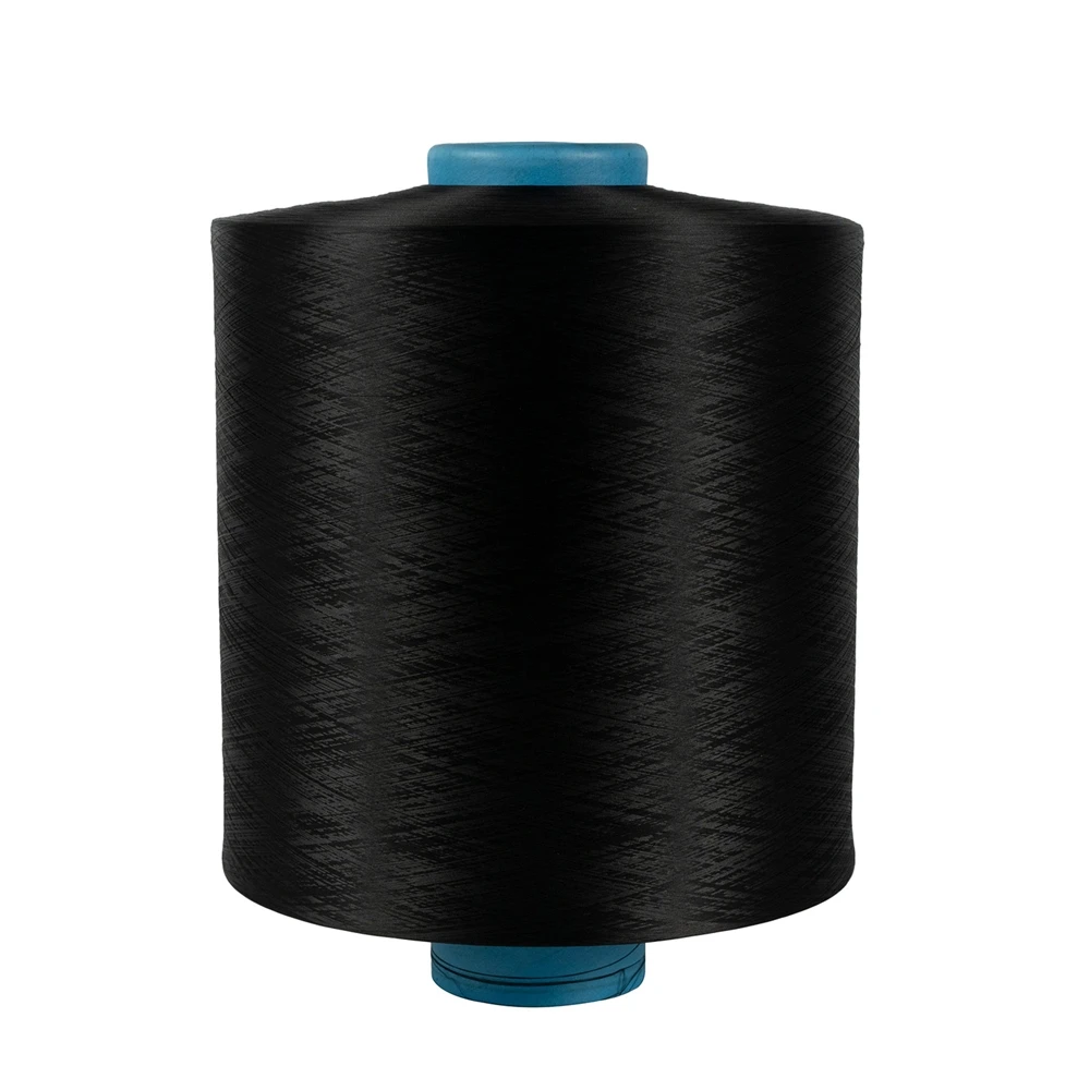 Cheapest 150D 48F polyester DTY DDB recycled dope dyed black yarn